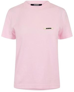 Jacquemus Logo Cotton Le T-Shirt Gros Grain - Pink
