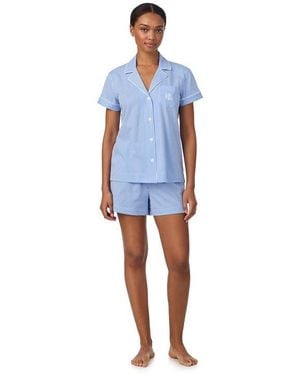 Ralph Lauren Knitted Short Sleeve Pyjama Set - Blue