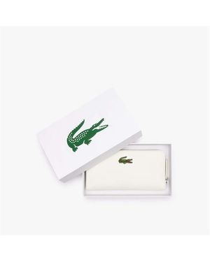 Lacoste Large Zipped Crocodile Billfold Purse - White