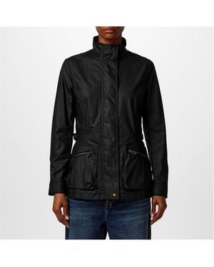 Belstaff Madeline Water Resistant Waxed Long Sleeve Wax Jacket - Black