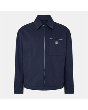 Fendi Structured Concealed Closure Coach Jacket - Blue