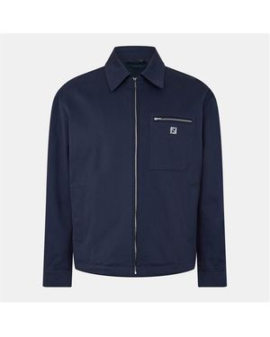 Fendi Structured Concealed Closure Coach Jacket - Blue