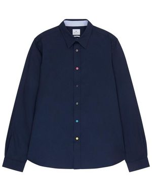 Paul Smith Multi Poplin Shirt - Blue