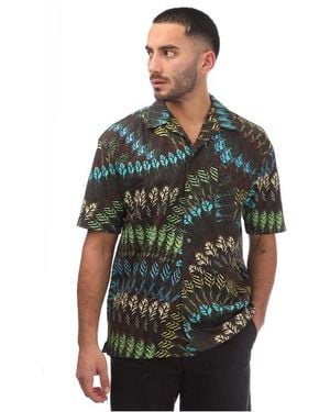Marcelo Burlon Allover Print Feathers Shirt - Green