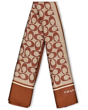 COACH Signature C Printed Silk Square - Brown
