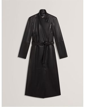 Ted Baker Leather Wrapcoat Overcoat - Black