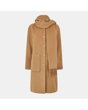 Donna Karan Dkaran Scarf Draped Overcoat - Brown