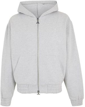 Manière De Voir Kevin Eiffel Embossed Zip Hoodie - Grey