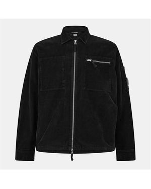 C.P. Company Corduroy Long Sleeve Zip Overshirt - Black