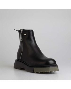 Off-White c/o Virgil Abloh Leather Sponge Zip Boots - Black