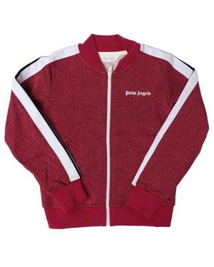 Palm Angels Logo Lurex Bomber Track Jacket - Red
