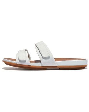 Fitflop Gracie Adjustable Canvas Slide Sandals - White