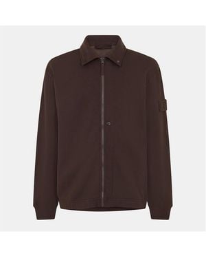 Stone Island Ghost Ghost Wool Long Sleeve Full Zip Fleece - Brown
