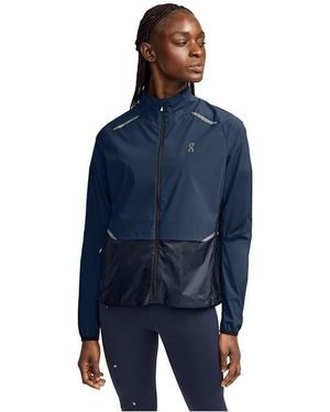 On Shoes Weather Jacket Lightweight Japanese Fabric Hooded Reflective Performance Training Jacket - Blue