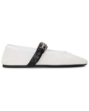 Miu Miu Mesh Fabric Ballerinas - White