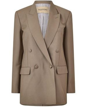 Valentino Val Mohair Blazer Ld63 - Brown
