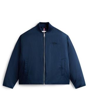 Tommy Hilfiger Ribbed Trim Zip-Through Bomber Jacket - Blue