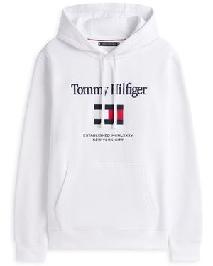 Tommy Hilfiger Embro Flag Pull Over Hoodie - White
