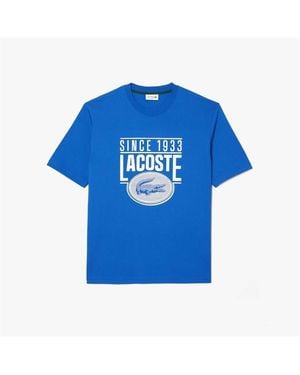 Lacoste Loose-Fit Heavy Cotton Printed T-Shirt - Blue