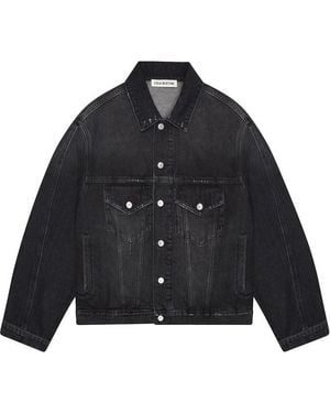 Cole Buxton Cropped Long Sleeve Denim Jacket - Blue