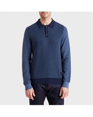 Paul Smith Long Sleeve Knitted Polo Shirt - Blue