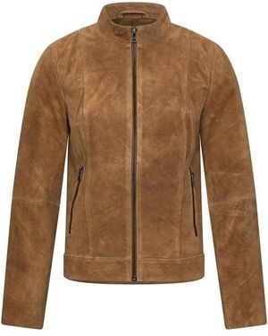 Elle Lara Suede Moto Jacket - Brown