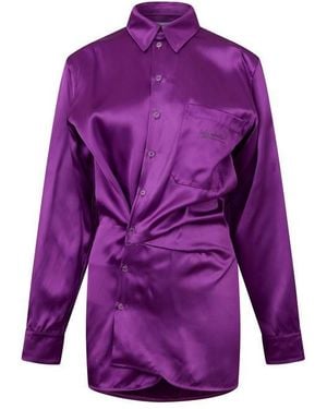 Off-White c/o Virgil Abloh Duchesse Twist Front Short Sleeve Shirt - Purple