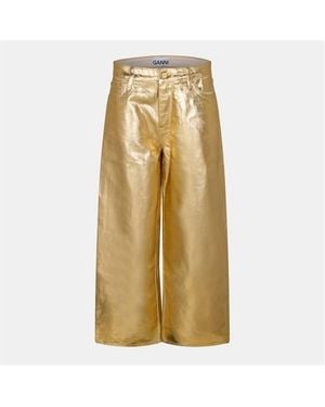 Ganni Foil Jn Wide Leg Jeans - Natural