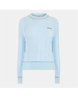McQueen Alex Log Knitted Crew Neck Jumper - Blue