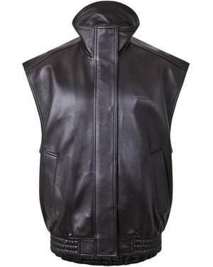 Balenciaga Bal Leather Gillet Ld64 - Black