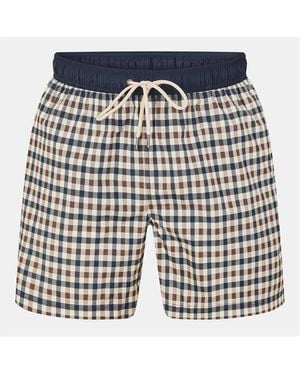 Aquascutum Beach Iconic Club Check Swim Shorts - Blue