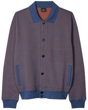 Paul Smith Ps Txt Bttn Cardigan Sn61 - Blue
