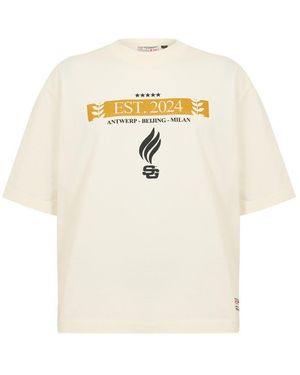 SUMMER GAMES Laurel Logo Tee Oversized Fit Oversized T-Shirt - Natural