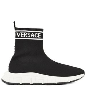 Versace Logo Sock Trainers - Black
