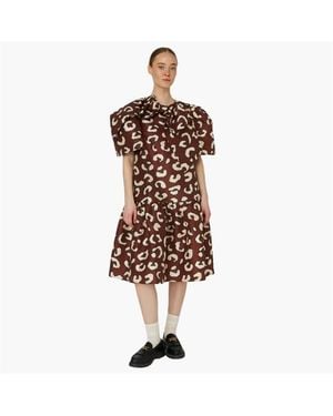 Stella Nova Crisp Midi Dress With Bow - Brown