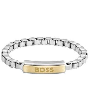 BOSS Devon Box Chain Magnetic Closure Bracelet - Metallic