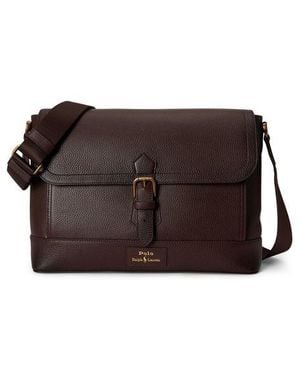 Polo Ralph Lauren Pebbled Leather Messenger Bag - Black