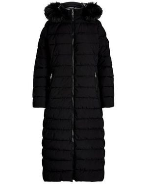 Ralph Lauren Water Resistant Faux Fur Hood Long Puffer Jacket - Black