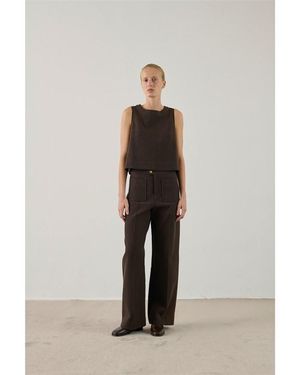 Soeur Short Sleeve Blouse - Brown