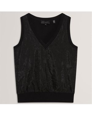 Ted Baker Lace Front Tank Knitted Top - Black
