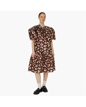 Stella Nova Crisp Midi Dress With Bow - Brown
