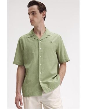 Fred Perry Gingham Short-Sleeve Patterned Shirt - Green