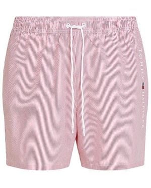 Tommy Hilfiger Medium Drawstring Ithaca Stripe Swim Shorts - Pink