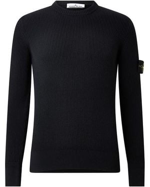 Stone Island Stone Rib Knit Crew Sn64 - Black