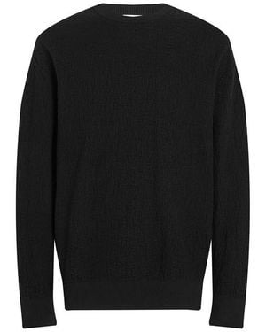Calvin Klein Natural Texture Jacquard Crew Neck Jumper - Black