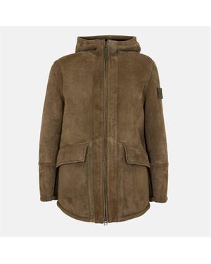 Stone Island Leather Jacket - Green