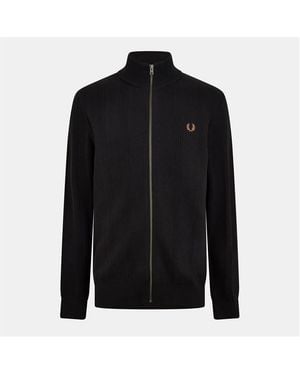 Fred Perry Textured Full-Zip Knitted Top - Natural