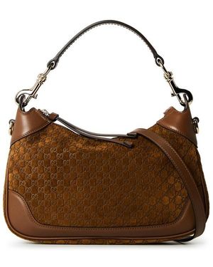 Gucci Suede Hobo Bag - Brown