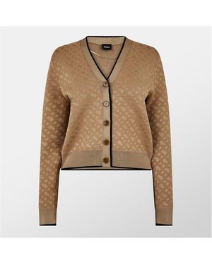 BOSS Bb Knitted Cardigan, Fabric Style - Natural