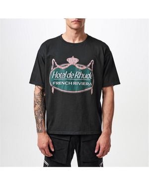 Rhude Riviera Regular Fit T-Shirt - Black